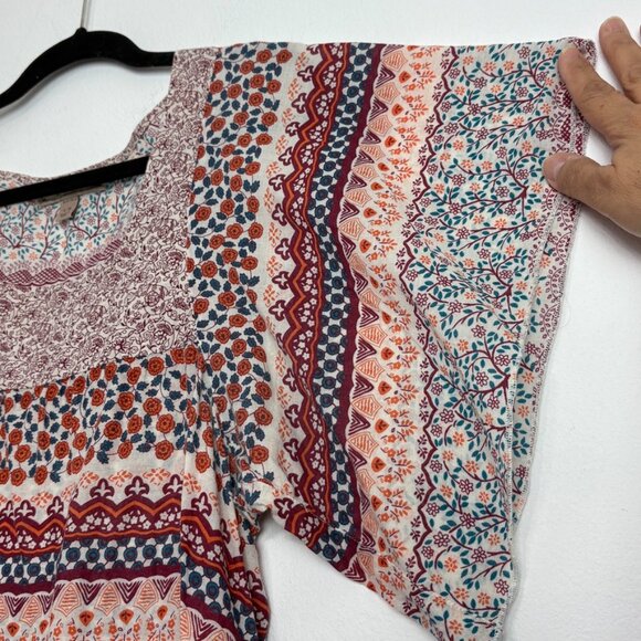 Decree Patchwork Floral Blouse Women’s Large Square Neck Boho Festival Style Top - Picture 4 of 8